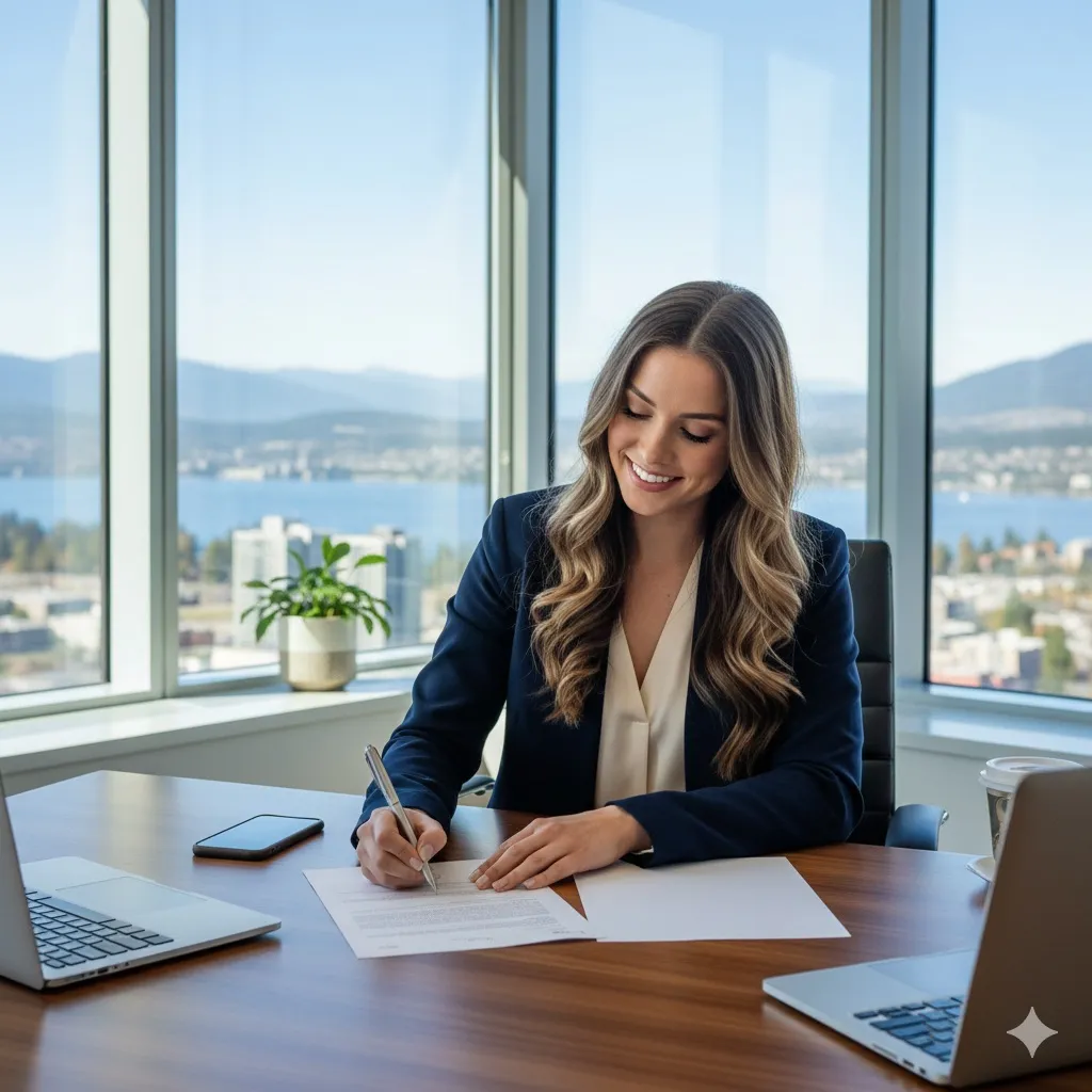 Business owner reviewing SBA loan documents for business purchase